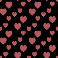 Seamless pattern with exquisite red hearts on black background for plaid, fabric, textile, clothes, tablecloth and other things. Vector image.