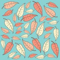 Orange autumn leaves on blue background. Cozy vector background for your design.