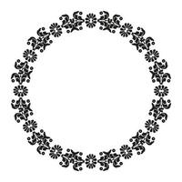 Damask circular pattern. Frame with decorative vintage floral elements. Black and white. Vintage frame. vector