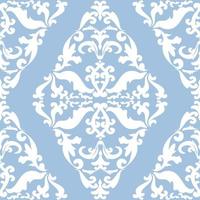 White abstract vintage pattern on blue background. Modern arabic pattern. Seamless background with damask ornament. Background, wallpaper, wrapping, textile template. vector