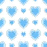 Seamless pattern with cute blue hearts on white background. Vector image.