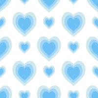 Seamless pattern with cute blue hearts on white background. Vector image.