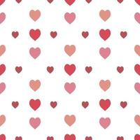 Seamless pattern in stylish red, light orange and pink hearts on white background for fabric, textile, clothes, tablecloth and other things. Vector image.