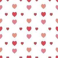 Seamless pattern in stylish red, light orange and pink hearts on white background for fabric, textile, clothes, tablecloth and other things. Vector image.