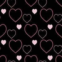 Seamless pattern with exquisite cozy pink hearts on black background for plaid, fabric, textile, clothes, tablecloth and other things. Vector image.