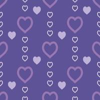 Seamless pattern with exquisite light violet hearts on dark violet background for plaid, fabric, textile, clothes, tablecloth and other things. Vector image.