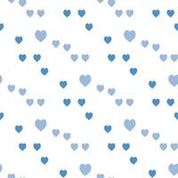 Seamless pattern with great blue hearts on white background for plaid, fabric, textile, clothes, tablecloth and other things. Vector image.