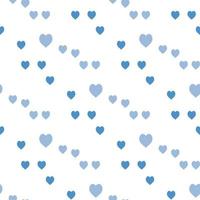 Seamless pattern with great blue hearts on white background for plaid, fabric, textile, clothes, tablecloth and other things. Vector image.