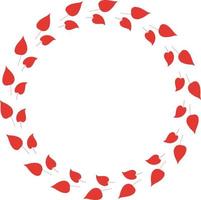 Round frame with horizontal red leaves on white background. Isolated wreath for your design. vector