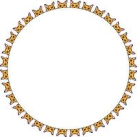 Round frame with orange cat. Isolated wreath on white background for your design vector