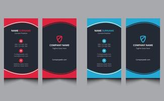 Simple clean red and dark blue creative corporate modern business name card design template. vector