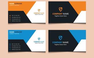 Elegant unique creative corporate name blue and orange modern real estate visiting business card template design. vector