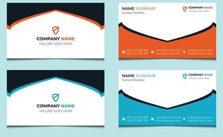 Elegant clean corporate visiting modern blue orange name business card template design. vector