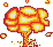 Printexplosion pixel art, Video game explosion animation flame pixel art. vector