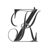 zk ,kz, logotipo de monograma. icono de firma caligráfica. monograma del logotipo de la boda. símbolo de monograma moderno. logotipo de parejas para la boda vector