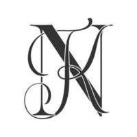 nk, kv, logotipo de monograma. icono de firma caligráfica. monograma del logotipo de la boda. símbolo de monograma moderno. logotipo de parejas para la boda vector