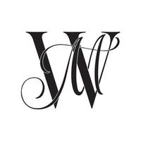 wm, mw, logotipo de monograma. icono de firma caligráfica. monograma del logotipo de la boda. símbolo de monograma moderno. logotipo de parejas para la boda vector