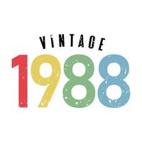 vintage 1988, nacido en 1988 diseño de tipografía de cumpleaños vector