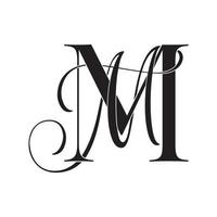 mm, mm, logotipo de monograma. icono de firma caligráfica. monograma del logotipo de la boda. símbolo de monograma moderno. logotipo de parejas para la boda vector