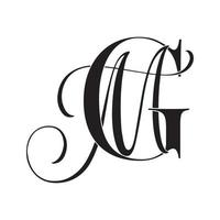 gm, mg, logotipo de monograma. icono de firma caligráfica. monograma del logotipo de la boda. símbolo de monograma moderno. logotipo de parejas para la boda vector