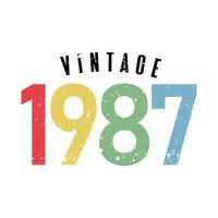 vintage 1987, Born in 1987 birthday typography design vector