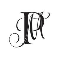 pm, mp, logotipo de monograma. icono de firma caligráfica. monograma del logotipo de la boda. símbolo de monograma moderno. logotipo de parejas para la boda vector
