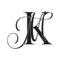 km, mk, logotipo de monograma. icono de firma caligráfica. monograma del logotipo de la boda. símbolo de monograma moderno. logotipo de parejas para la boda vector