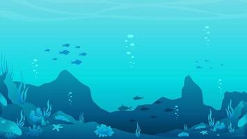 Underwater ocean landscape vector illustration background