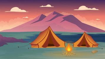 Beautiful camping landscape illustration background vector