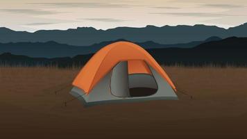 Beautiful camping tent landscape illustration background