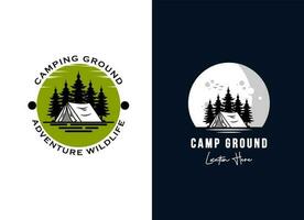 aventura de campamento de montaña en la inspiración del diseño del logotipo del bosque vector