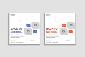 Back to school social media posts and web banner vector