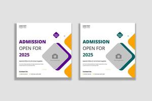 School admission social media posts and web banner template vector