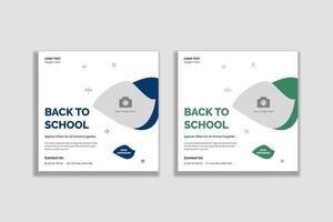 Back to school social media and web banner template vector