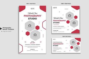 Photography studio social media and web banner template vector