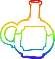 rainbow gradient line drawing cartoon of potion bottle vector