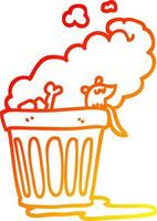 warm gradient line drawing cartoon smelly garbage can vector