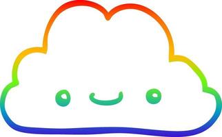rainbow gradient line drawing cute cartoon cloud vector