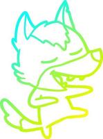 cold gradient line drawing cartoon wolf laughing vector