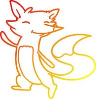 warm gradient line drawing cartoon happy fox vector