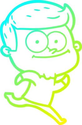 cold gradient line drawing cartoon happy man
