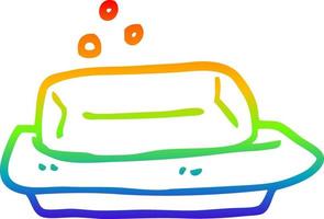 plato y jabón de dibujos animados de dibujo de línea de gradiente de arco iris vector