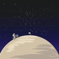 riding bicyle on the moon vector