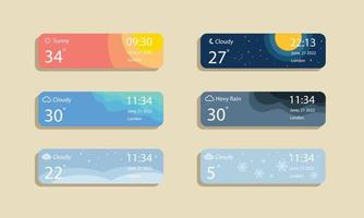 Weather widget design UI user interface icon template vector