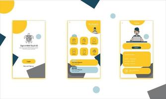 Yellow UI Design template for UX vector