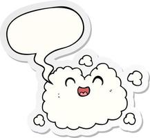 cartoon happy smoke cloud and speech bubble sticker