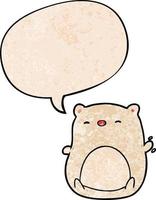 cute cartoon polar bear and speech bubble in retro texture style vector