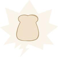 cartoon slice of bread and speech bubble in retro style vector