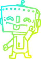 cold gradient line drawing cartoon robot vector