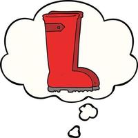 cartoon wellington boots and thought bubble vector